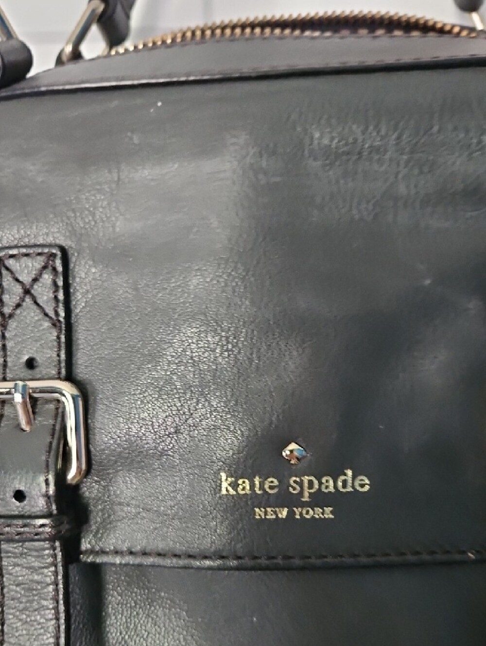 kate spade Gray Leather Buckle-Front Satchel Handbag - Picture 7 of 7